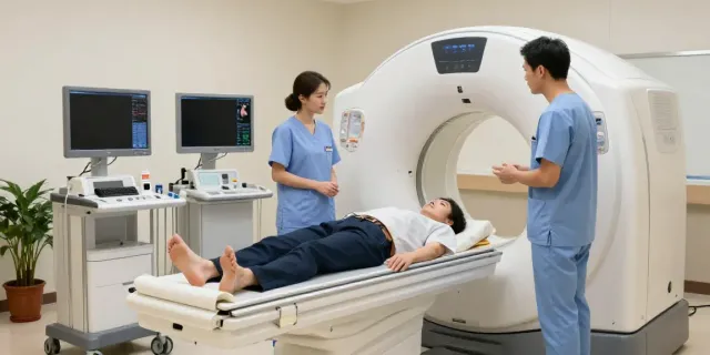 Diagnostikzentrum Wolfsburg: moderne Radiologie mit CT-Gerät und freundlichem Personal.