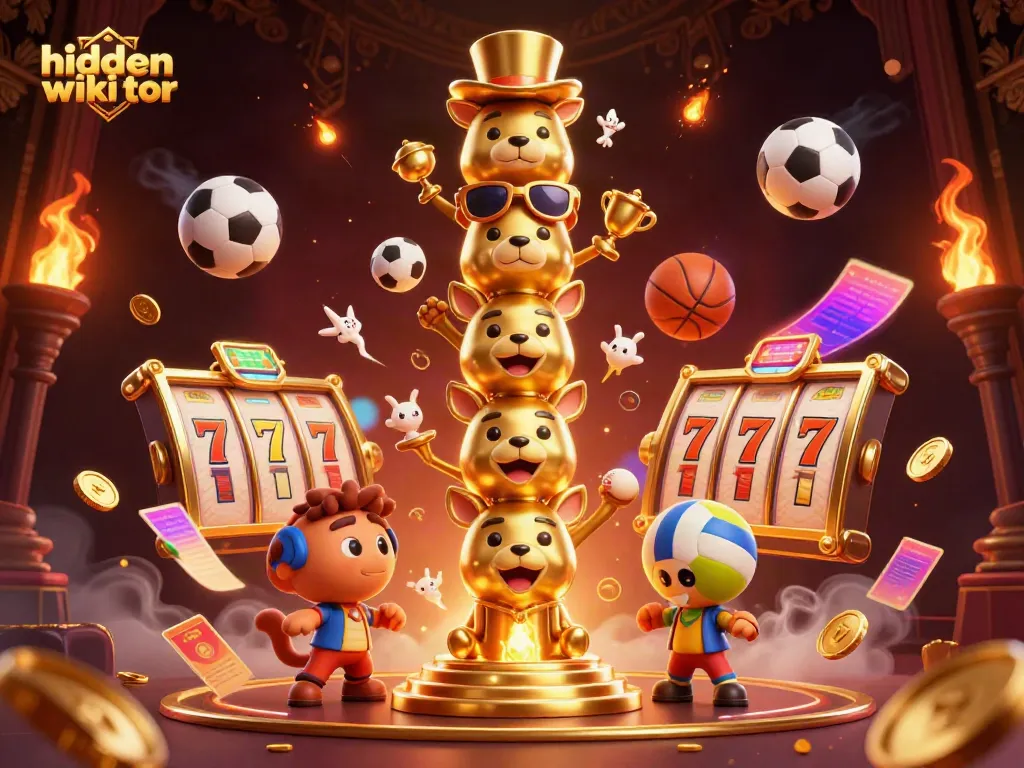 Engage with hidden wiki tor through a vibrant casino-themed 3D illustration showcasing unique gaming elements.