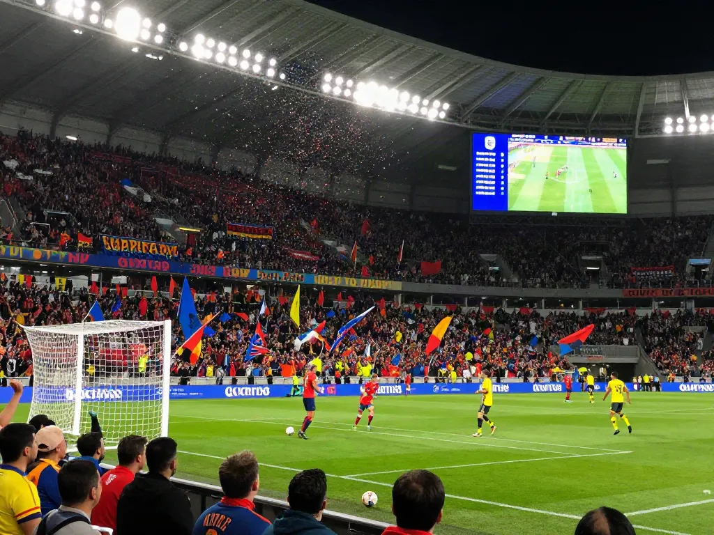 Excited fans celebrate in a stadium during a football match, embracing the spirit of TOP10สนาม.