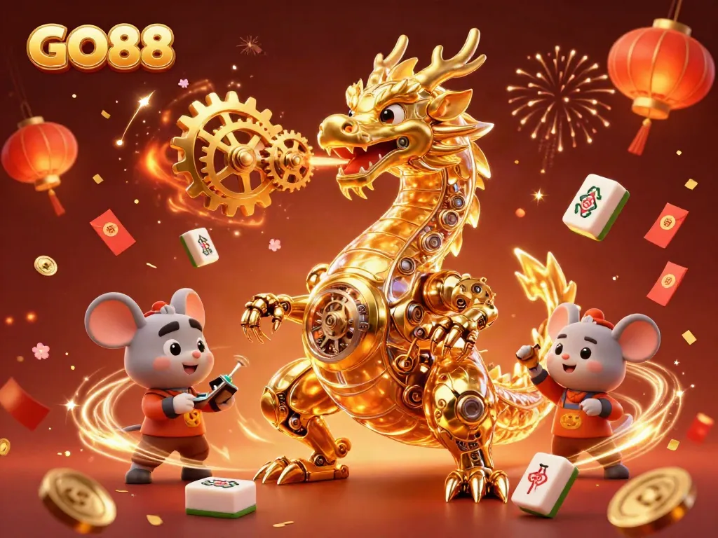 Experience the thrilling gameplay of GO88 with vibrant golden visuals and dynamic casino elements.