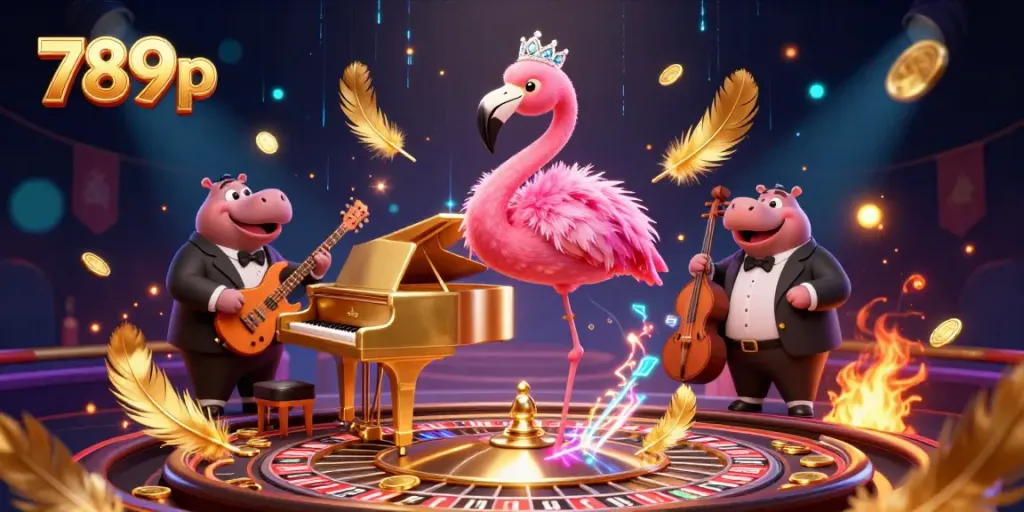 Experience high-energy gaming action with 789p at a vibrant casino featuring a flamingo singer.