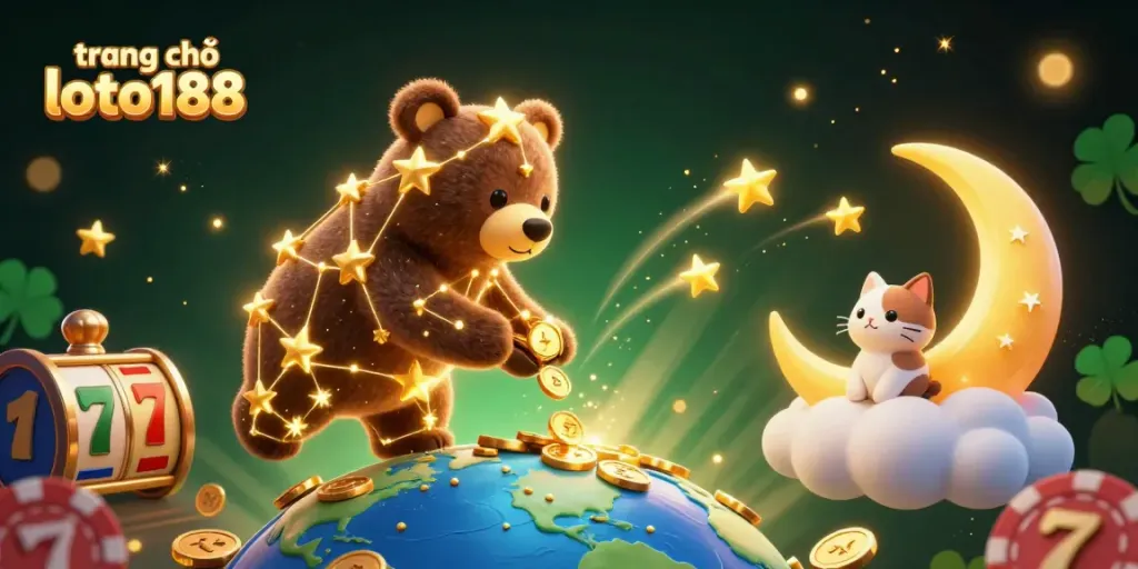 Experience the excitement of trang chủ loto188 with golden stars and vibrant casino games.