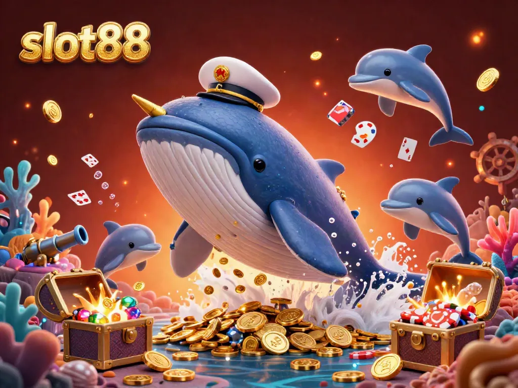 Experience the thrill of slot88 with a magical underwater scene featuring whimsical casino characters.