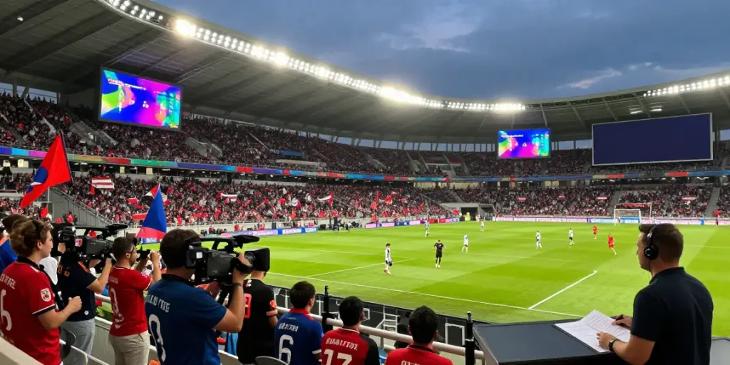 Live football match scene capturing dynamic moments and passionate fans while showcasing live scores and ผลบอลสด updates.