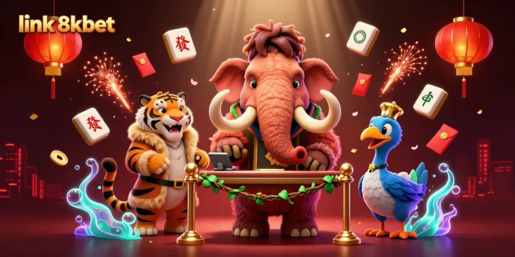 Experience the excitement of 8xbet with a captivating 3D casino scene featuring vibrant characters and elements.