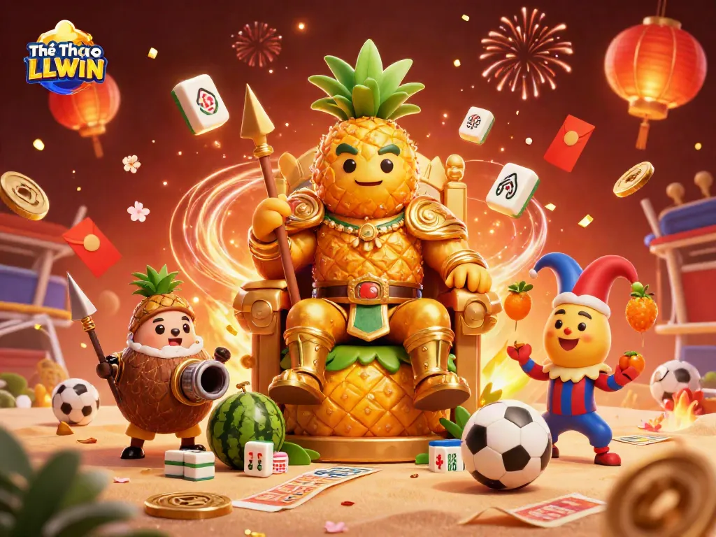 Experience thrilling sports betting with Thể Thao LLWIN, featuring vibrant 3D illustrations of engaging casino elements.