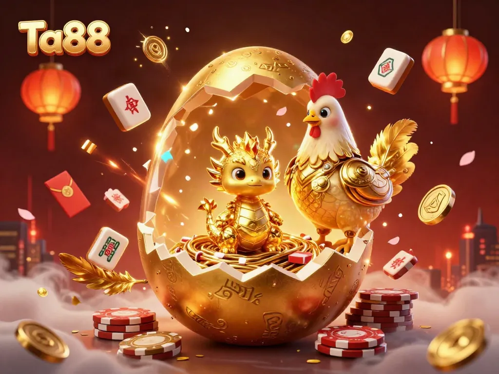 Experience the thrill of Ta88 with a golden dragon emerging from poker chips in a vibrant casino setting.